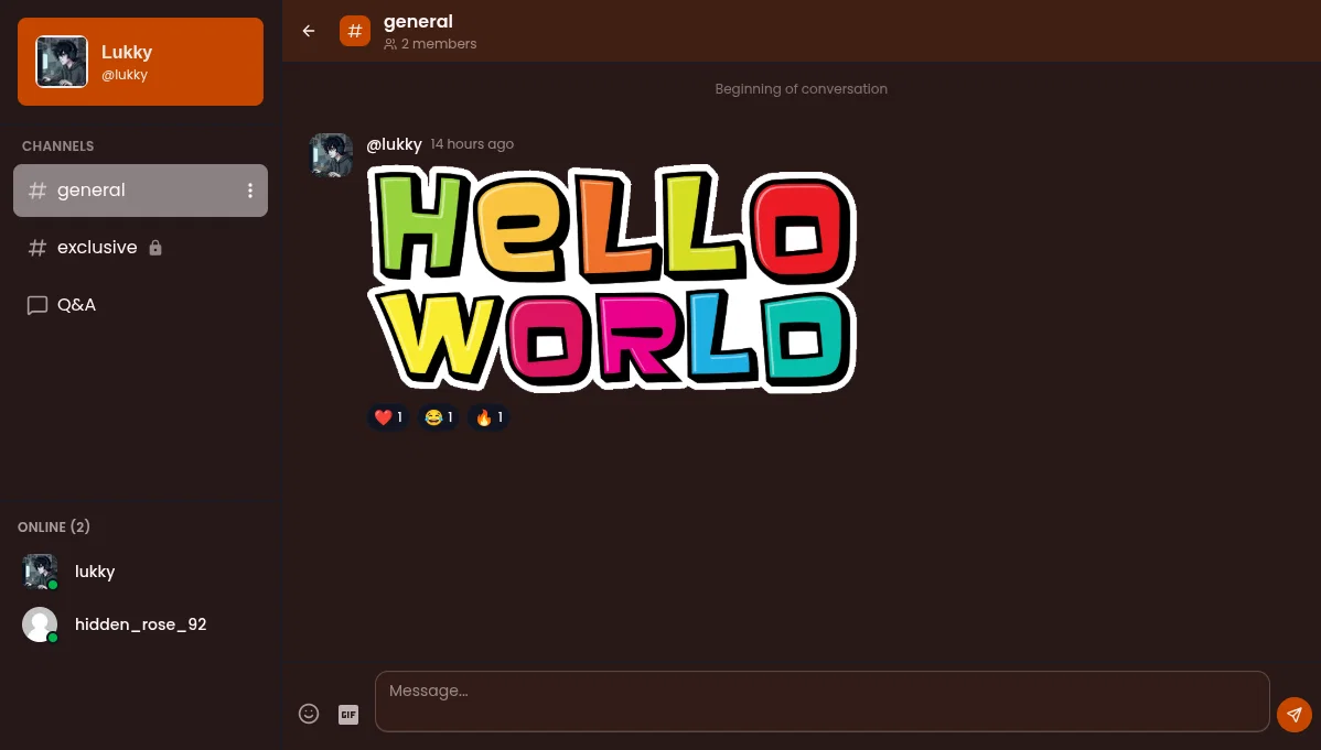 Live chat channel with membership access