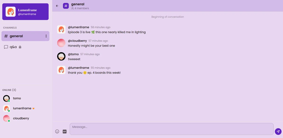 A community chat channel inside Folloverse
