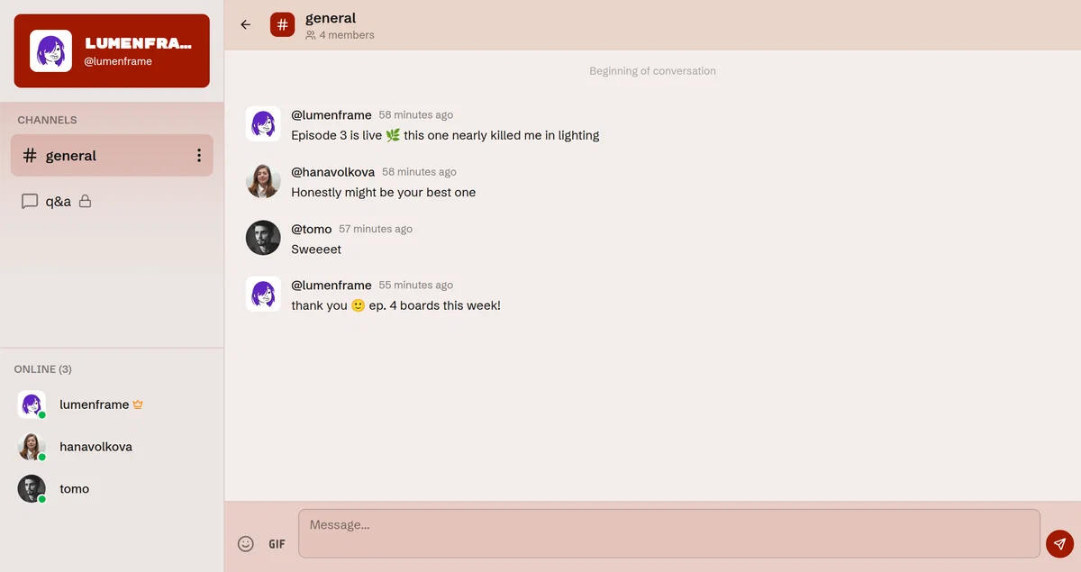 A community chat channel inside Folloverse
