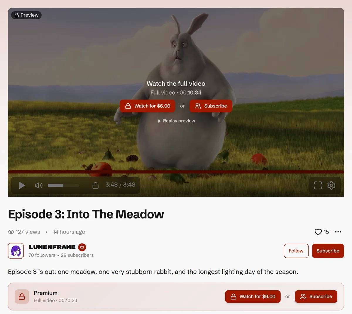 A post showing a free preview above the paywall